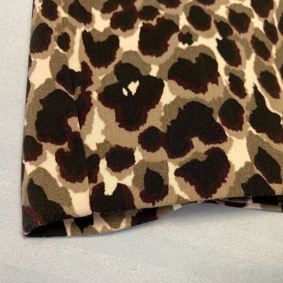 Ann Taylor Leopard Cheetah Animal Print Lined Skirt Pencil Mini Office Petite 0P - Picture 4 of 9